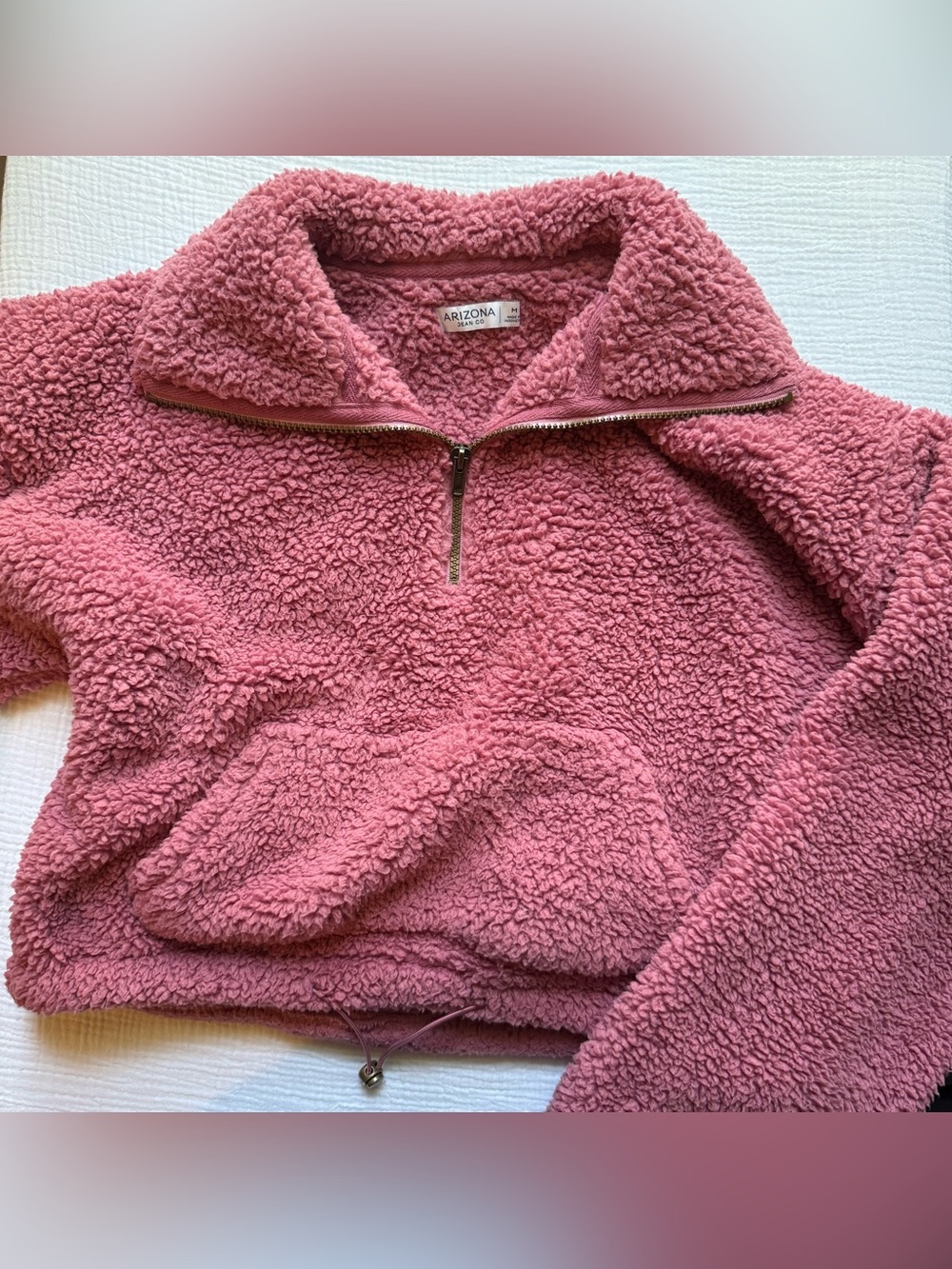 Women's Pink Sherpa Half-Zip Pullover